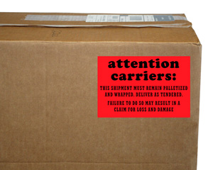 Attention Carriers This Shipment Palletized Label