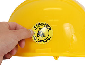 Certified forklift driver hard hat sticker