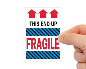 Fragile This End up Liquid Shipping Label