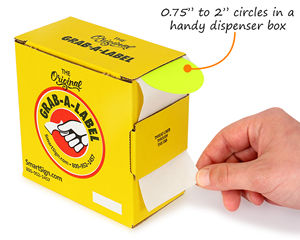 O.75” to 2” circles in a handy dispenser box