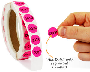 Hot dots with sequential numbers