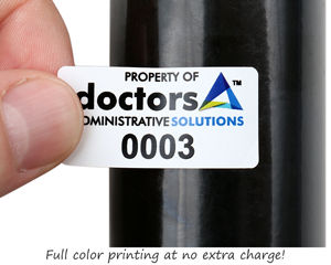 Numbered vinyl labels with logo