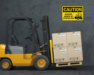 Caution Horn Forklift Sign