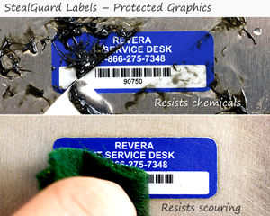Tamper evident labels have protected graphics