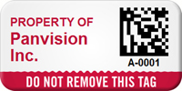 Custom 2D Do Not Remove Barcoded Asset Tag