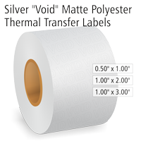 Silver "Void" Matte Polyester Thermal Transfer Labels