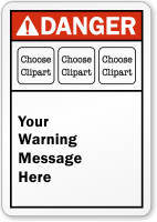Custom ANSI Danger Message Multiple Clipart Label