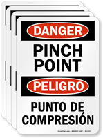 Pinch Point   Punto De Compresion Bilingual OSHA Label