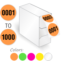 0001 1000 Round Consecutively Numbered Labels Roll In Dispenser
