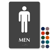 9x6 Men Bathroom Braille Sign Men's Restroom