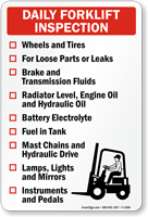 Daily Forklift Inspection Sign