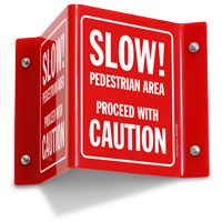 Slow Pedestrian Area Proceed Caution Sign