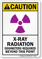 X Ray Radiation, Dosimeters Required Sign