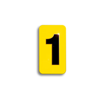 Character Black on Yellow "1" For Horitzontal Mounting Holder