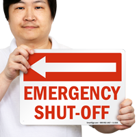 Emergency Shelter with Arrow Right Sign