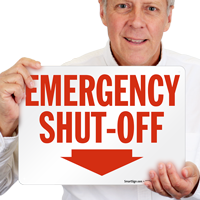 Emergency Shelter with Arrow Left Sign
