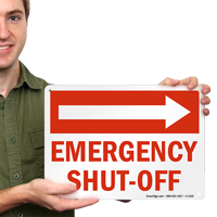 Emergency Shelter with Right Arrow Sign