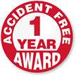 1 Year Accident Free Award Hard Hat Labels