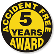 5 Years Accident Free Award Hard Hat Labels
