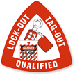 Lock-Out Tag-Out Qualified Triangle Hard Hat Decal