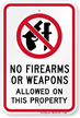 No Firearms Weapons Allowed Sign