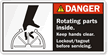 Rotating Parts Inside Lockout/Tagout Before Servicing Label