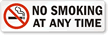 No Smoking At Any Time Label (horizontal)