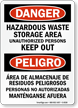 Bilingual Danger Hazardous Waste Storage Sign