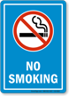 Smoke Free Area Sign With Blue Background