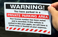 Warning Private Parking Area Removable
