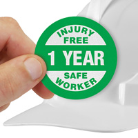 Hard Hat Sticker: 1 Year Injury-Free Worker