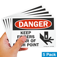 Nip Pinch Point Warning Labels