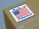 Made in USA Stickers show your pride. Labels feature flag and patriotic symbols.